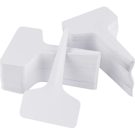 100 Pièces étiquettes de Plantes Durables étiquettes marqueurs T-Type imperméable marqueurs T Tag Plante - Premium Nursery Garden étiquettes - Eco Friendly - Blanc grisâtre (6 x 10cm) (1/5)