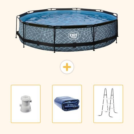 Exit-toys Piscine Exit Ronde - Effet Pierre - 360x76 cm - 4-pièces  SCB95 (1/5)