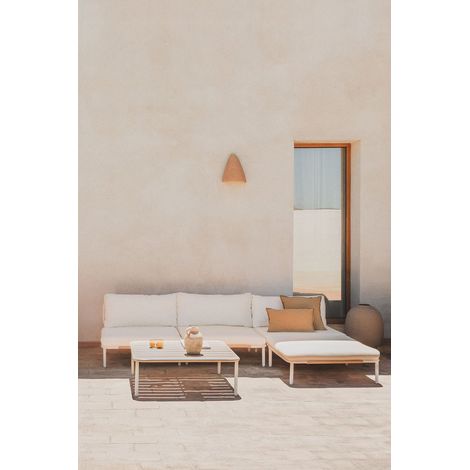 SKLUM Gartenset mit 3-teiliger modularer Sofa, Couchtisch und Hocker aus Roubly-Stahl Beige Mandel Rose