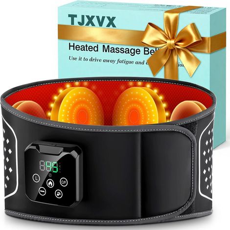 Ceinture Chauffante et Massante Lombaire Sans Fil,3 Massage Modes Coussin Chauffant Pour La Taille, 3 Modes De Massage, 4 Niveaux de Température, Soulage Douleurs Lombaires et Abdominales