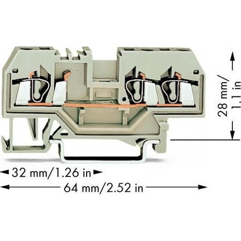Wago 280-993 Pass-through terminal 5 mm tension spring - Socket assignment: L gray