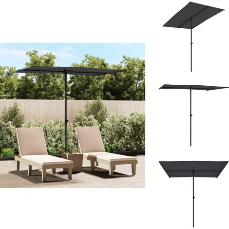 Parasol de jardin avec mât en aluminium 2x1,5 m Noir - Parasol De Jardin - Parasol Rectangulaire - Parasol Extérieur - Parasol Résistant Au Soleil - Parasol Pliable (1/5)