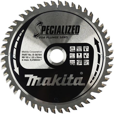 Hoja para sierra circular “Specialized” TCT MAKITA B-56764 165x20mm, 48 dientes