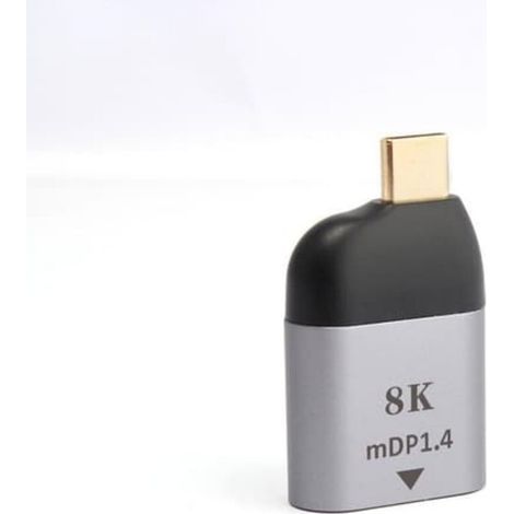 Adaptateur USB-C vers Mini DisplayPort 8K 60Hz, Compatible 3D et HDCP 1.4/2.2, 10 cm Aluminium (1/4)