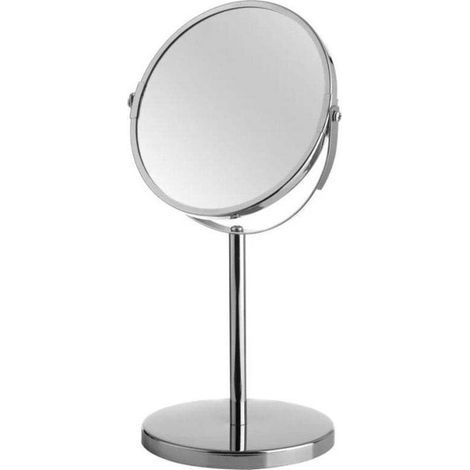 Miroir grossissant (x2) double face en métal argenté (1/4)