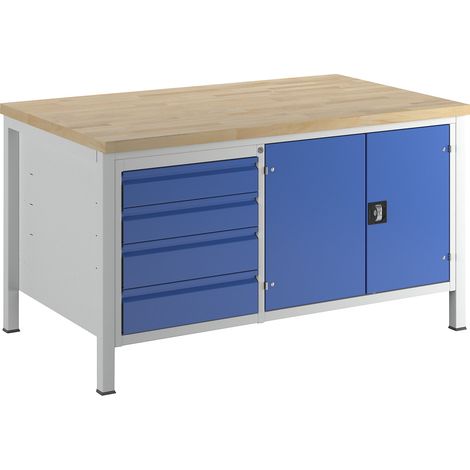 RAU, Établi sur piétement, 4 tiroirs taille L, 1 armoire à (1/5)