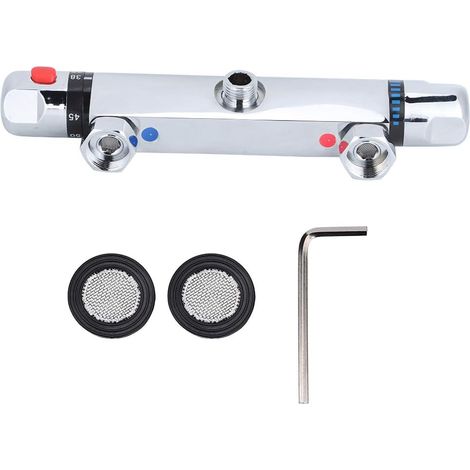 Mitigeur Thermostatique Douche Mitigeur de douche moderne chromé Cuivre Vanne thermostatique de douche, Température de l'eau froide 529°C, Température de l'eau chaude 5080°C (1/5)