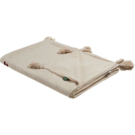 Blanket DEOGHAR Cotton 130 x 180 cm Beige (1/5)