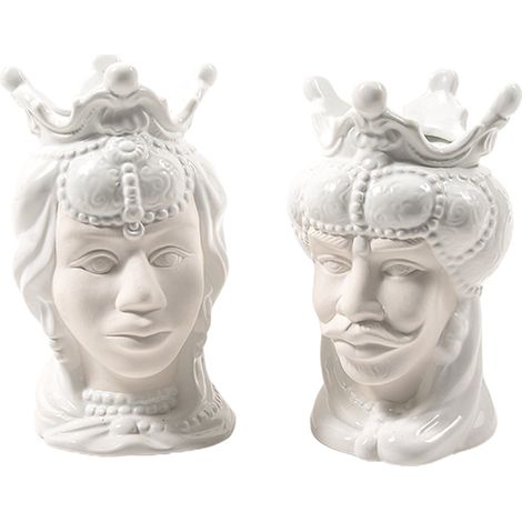 Vaso decorativo natalizio in ceramica per fiori "Testa di Moro" da 20 cm -Femmina (1/4)