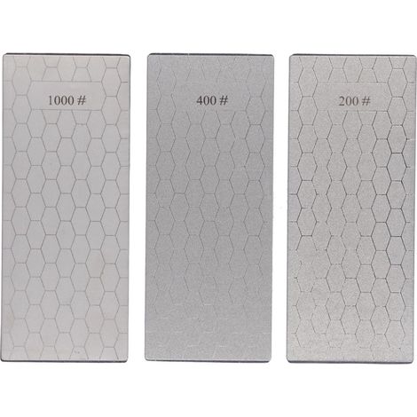 3PCS Diamond Sharpening Stone Set 200/400/1000 Grit, Waterstone - Whetstone Knife Sharpener with Non Slip Base Beehive Design for Kitchen Outdoor Knives (1/5)
