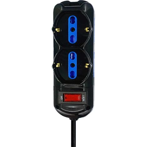 Multipresa Ciabatta Elettrica a 6 Posti 4 Prese 10A/16A + 2 Presa 10A/16A Bipasso Schuko con Interruttore e Spina 10A Cavo 1.5m Nero (1/3)