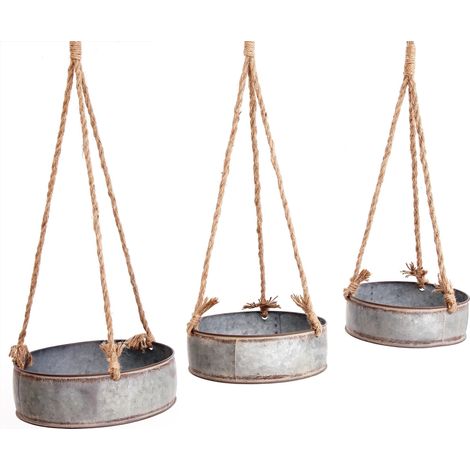 Set portes plantes à suspendre en zinc (Lot de 3)