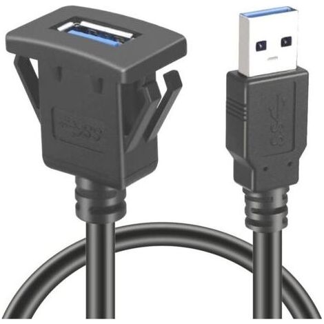 Pair L00S Câble adaptateur USB 3.0 femelle encastrable – Câble d'extension de 1 m pour voiture, PC, bateau et moto – Idéal pour tableau de bord (1/5)