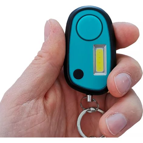 Alarme personnelle compacte anti-agression vol sos - sirène 120 dB / lampe flash LED puissante 3 modes - Bleu turquoise (1/2)