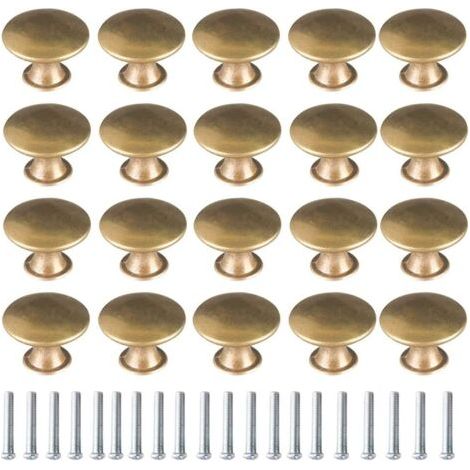 20 pomelli in ottone stile vintage per porte, cassetti, armadi e pensili da cucina. (1/5)