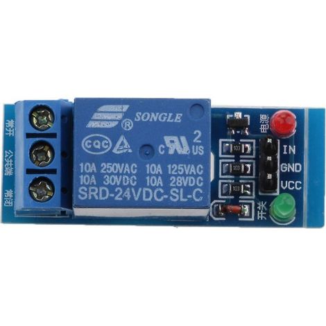 DC 24V 1-Kanal-Relaismodul mit abgeschirmter Frontplatte und Low-Level-Trigger für Arduino (1/5)