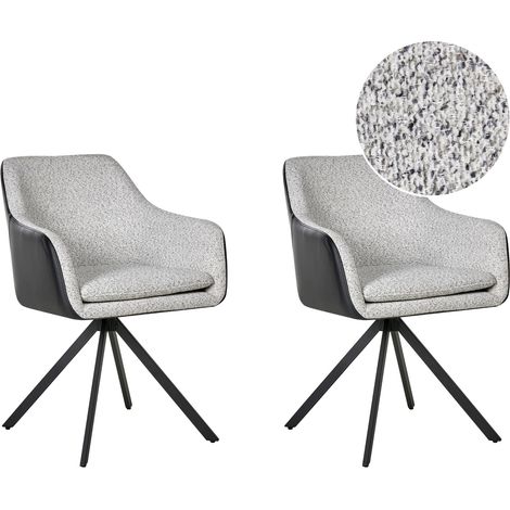 Conjunto de 2 sillas de comedor elegantes tapizadas de tela blanco/negro Lithia