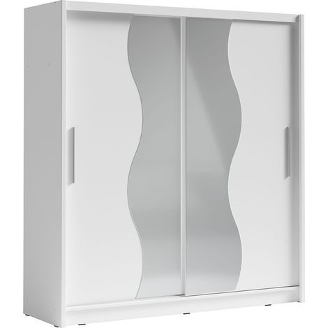 Armadio 2 porte scorrevoli con specchio 205 cm - bianco - Collezione BAHIA (1/3)