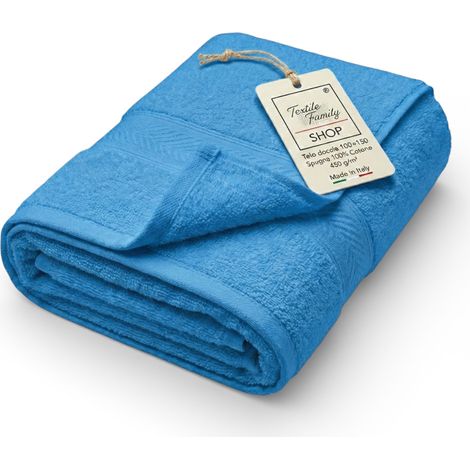Serviette de douche Bluette 100x150 en éponge 100 % coton 450 g/m² Fabriqué en Italie