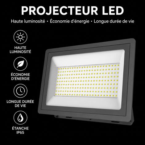 Projecteur LED extérieur 150W étanche IP65 blanc froid 6500K 150w 24,5 × 3,6 × 34,9 cm 1,22 kg – Livraison gratuite