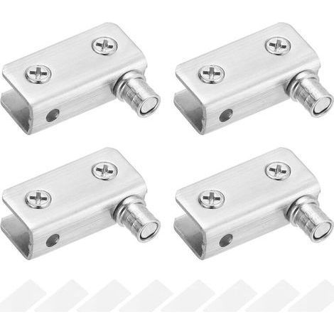 Paquete de 2 bisagras pivotantes de 90° para puerta de vidrio, vidrio sin perforaciones, acero inoable, aptas para vidrio de 5-8 mm (1/4)