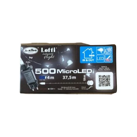 Catena 500 microled bianco caldo 4+37.5m cavo metal argento Lotti importex