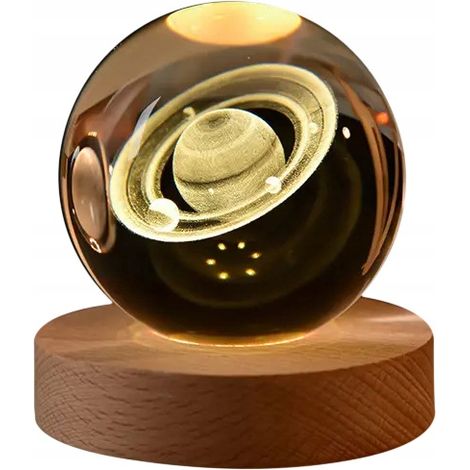 Planeta 3D-Nachtlampe in Glaskugelform, 6 cm, USB-betrieben, fürs Kinderzimmer