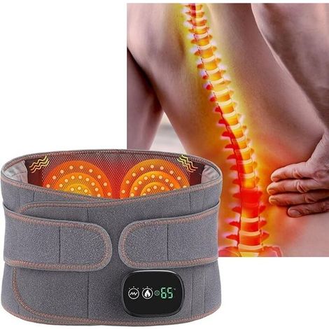 Ceinture massante pour taille - Soulagement lombalgie - Ceinture abdominale et dorsale - Taille S/M - Gris