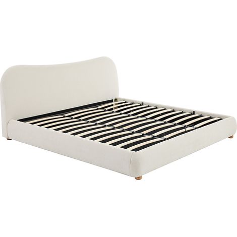 Letto con contenitore 200 x 200 cm Tessuto bouclette Bianco - VANARI