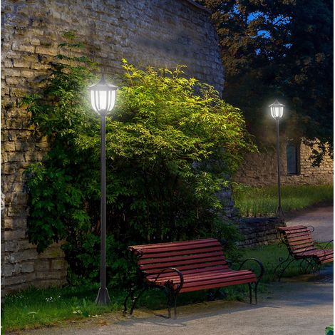 Lanterne solaire LED 177 cm en plastique noir, IP44, pour jardin et terrasse FLORAGRACE (1/5)