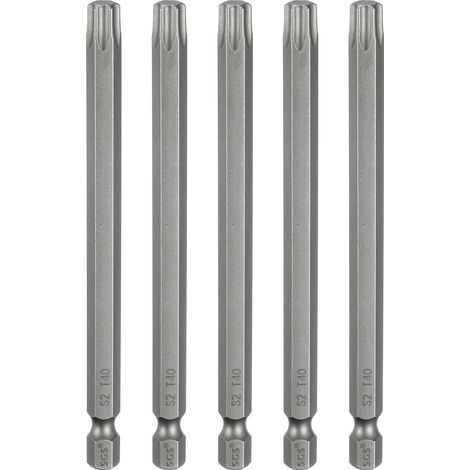 5Pcs Embout Tournevis T40 Torx Tige Hexagonale 1/4" Magnétique (1/5)