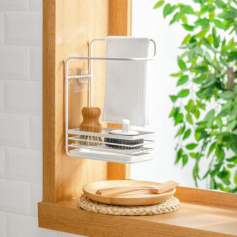 Abtropfkorbhalter, Schwammhalter-Aufbewahrungskorb, Kleiderbügel für Küchenspüle, Spülbeckenregal für Badezimmer, Küche, Arbeitsplatte (1/5)
