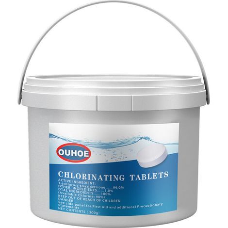Chlortabletten – Desinfektionsmittel für Schwimmbäder und Whirlpools – 300 Stück pro Eimer – 8,9 x 7,2 cm – 300 g (1/5)