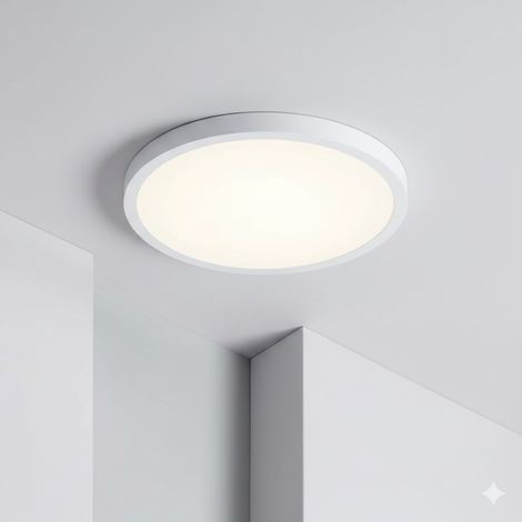 ORION91oficial® - Plafón LED Cuadrado Blanco Superficie, 24w 1900lm, Ø295, Luz Blanco Cálido 3000k, Aluminio, Ángulo 120º - Cocina, Salón, Oficina, Garaje - spaziOrion91