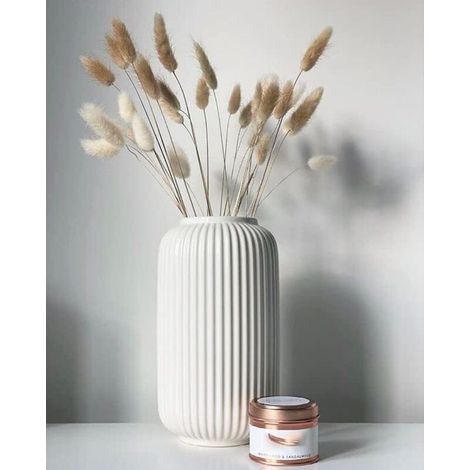 Hauteur 20 cm Vase Côtelé en Ceramique Blanc pour Pampa, Vases Decoratif pour Centre de Table Decoration (1/4)