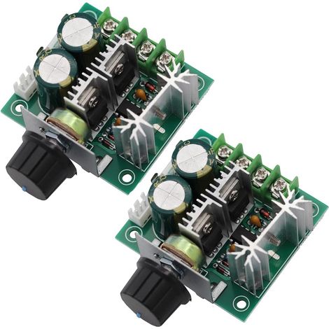 2PCS 12V-40V 10A PWM Contrôleur de vitesse de moteur à courant continu avec bouton rotatif Régulateur de vitesse variable avec polarité inversée et Protection contre les courants élevés (1/5)
