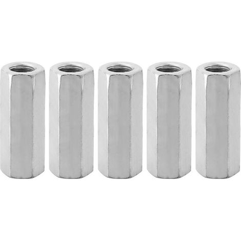 5Pcs Écrou Manchon Acier Carbone M12, Manchon Hexagonal M12 50, Ecrou Long M12 de Connecteur Tige Filetée M12 de Douille Écrou Fixations Filetées (M1250-15mm) (1/5)