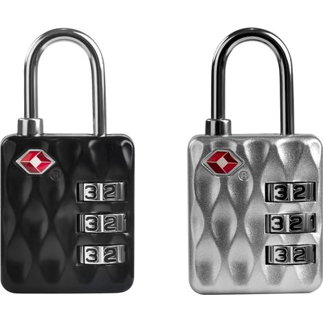Cadenas pour bagages, petit cadenas à combinaison pour casier, pour valise, cadenas à code pour sac de sport, unité de rangement, usage extérieur (Noir+Argent) (1/5)