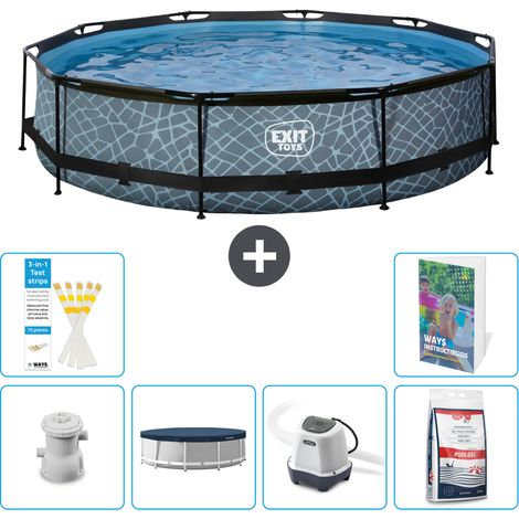 Exit Pool Rund - Steinoptik - 360x76 cm - 7-teilig S301