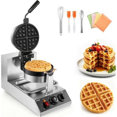 Gaufrier Électrique 1300 W Moule 190,5 x 190,5 x 20 mm Machine à Gaufres avec Revêtement Anti-Adhésif Appareil à Croque-Monsieur 50-300 ℃ Chauffage Double-Face pour Soirée Fête Pâques ou Noël (1/4)