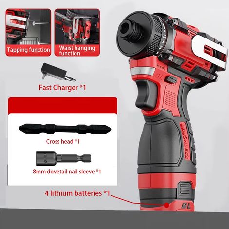 Perceuse-visseuse sans fil 18V brushless 80 N·m – tournevis électrique lithium-ion compact haute puissance rechargeable (1/5)
