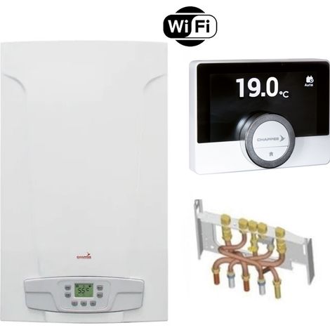 Chappee – Chaudière gaz à basse température 24 kW – Cheminée – Classe énergétique C – Efficacité 90,36% – Thermostat connecté WiFi