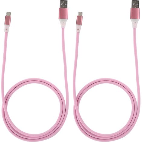 2 pièces Câble de Données en Alliage d'Aluminium avec Éclairage LED pour Téléphones Port USB-C (Rose) (1/5)