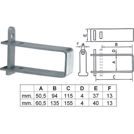 CRAVATTA CANCELLO ZINCATA ASSA ABLOY - REGOLABILE MM 147/167 H.CM 60 - 1 pezzo (1/3)