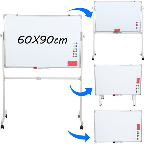 tableau blanc magnétique double face, mesurant 90 x 60 cm, est réglable en hauteur, effaçable et utilisable des deux côtés. Il est idéal pour les bureaux, les écoles et les maisons. (1/5)