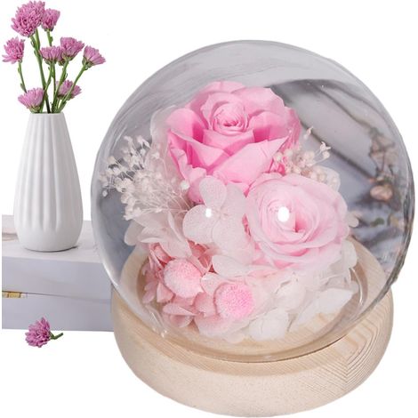 Fleurs Sous Cloche En Verre Décoration Romantique de Table pour la Fleurs Éternelles avec Cloche Décoration Saint-Valentin, Anniversaire, Noël, Mariage Pour Elle, Ami (1/5)