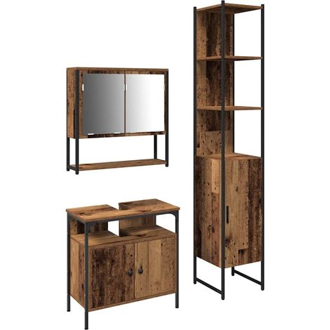 Maison Exclusive - Badezimmermöbel-Set mit Regal 3 pcs Altholz Ho