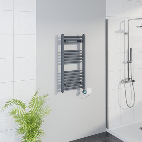 WiFi Thermostatic Straight Towel Rail Timer Sand Grey 800x400