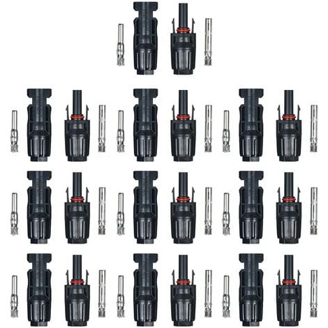 10 Paires / 20 Paires De Connecteurs De Cable De Panneau Solaire Male/Femelle Pour Systeme Pv, 10 Paires Sans Cle (1/5)
