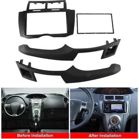 Autoradio-Einbausatz, 2-DIN-Armaturenbrett-DVD-Rahmen-Installationssatz für Yaris Vitz Platz 2005 2006 20 (1/5)